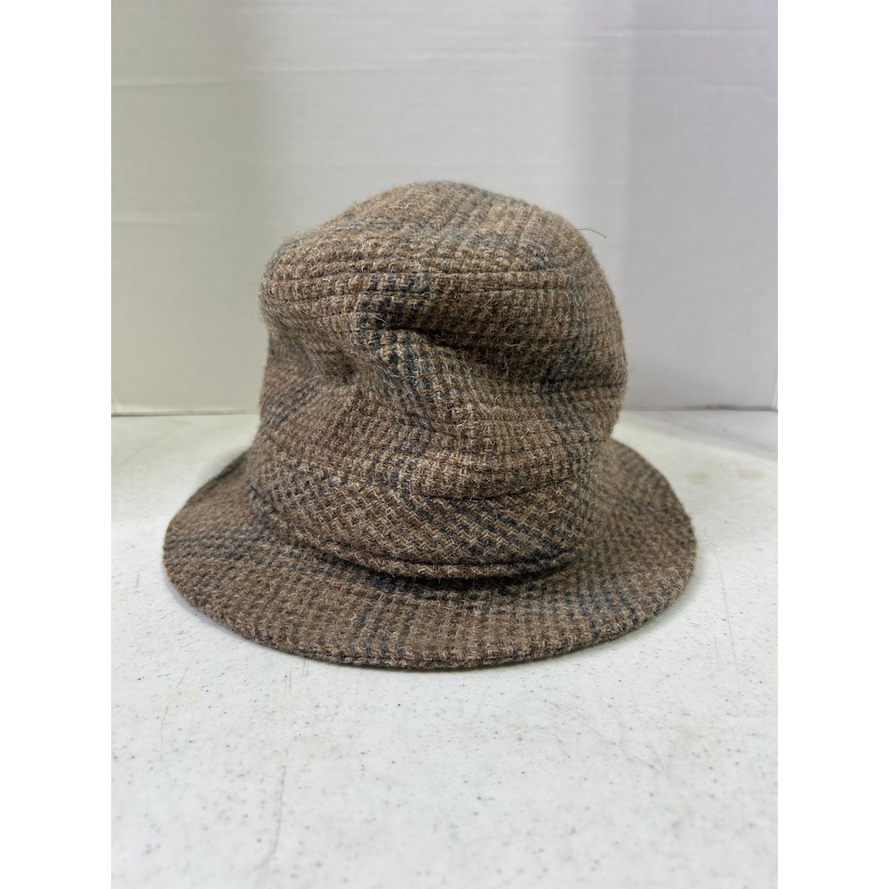 Pendleton Brown Plaid 100% Virgin Wool Bucket Hat Mens Large Vintage Made in USA